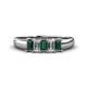1 - Melina 5x3 mm Emerald Cut Diamond and Lab Created Alexandrite 5 Stone Thick Shank Wedding Band 