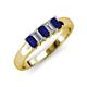 3 - Melina 5x3 mm Emerald Cut Blue Sapphire and Diamond 5 Stone Thick Shank Wedding Band 