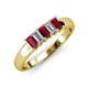 3 - Melina 5x3 mm Emerald Cut Ruby and Diamond 5 Stone Thick Shank Wedding Band 