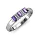 3 - Melina 5x3 mm Emerald Cut Iolite and Diamond 5 Stone Thick Shank Wedding Band 
