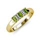 3 - Melina 5x3 mm Emerald Cut Peridot and Diamond 5 Stone Thick Shank Wedding Band 