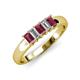 3 - Melina 5x3 mm Emerald Cut Rhodolite Garnet and Diamond 5 Stone Thick Shank Wedding Band 