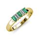 3 - Melina 5x3 mm Emerald Cut Emerald and Diamond 5 Stone Thick Shank Wedding Band 
