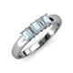 3 - Melina 5x3 mm Emerald Cut Aquamarine and Diamond 5 Stone Thick Shank Wedding Band 