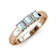 3 - Melina 5x3 mm Emerald Cut Aquamarine and Diamond 5 Stone Thick Shank Wedding Band 