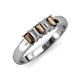 3 - Melina 5x3 mm Emerald Cut Smoky Quartz and Diamond 5 Stone Thick Shank Wedding Band 