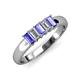 3 - Melina 5x3 mm Emerald Cut Tanzanite and Diamond 5 Stone Thick Shank Wedding Band 