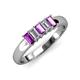 3 - Melina 5x3 mm Emerald Cut Amethyst and Diamond 5 Stone Thick Shank Wedding Band 