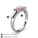 4 - Melina 5x3 mm Emerald Cut Pink Sapphire and Diamond 5 Stone Thick Shank Wedding Band 
