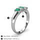 4 - Melina 5x3 mm Emerald Cut Emerald and Diamond 5 Stone Thick Shank Wedding Band 
