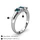 4 - Melina 5x3 mm Emerald Cut London Blue Topaz and Diamond 5 Stone Thick Shank Wedding Band 