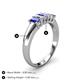 4 - Melina 5x3 mm Emerald Cut Tanzanite and Diamond 5 Stone Thick Shank Wedding Band 
