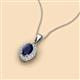 2 - Davina 6x4 mm Oval Cut Blue Sapphire and Round Diamond Accent Halo Pendant Necklace 
