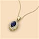2 - Davina 6x4 mm Oval Cut Blue Sapphire and Round Diamond Accent Halo Pendant Necklace 