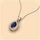 2 - Davina 6x4 mm Oval Cut Blue Sapphire and Round Diamond Accent Halo Pendant Necklace 