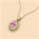 2 - Davina 6x4 mm Oval Cut Pink Sapphire and Round Diamond Accent Halo Pendant Necklace 