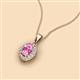 2 - Davina 6x4 mm Oval Cut Pink Sapphire and Round Diamond Accent Halo Pendant Necklace 