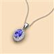 2 - Davina 6x4 mm Oval Cut Tanzanite and Round Diamond Accent Halo Pendant Necklace 