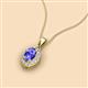 2 - Davina 6x4 mm Oval Cut Tanzanite and Round Diamond Accent Halo Pendant Necklace 
