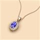 2 - Davina 6x4 mm Oval Cut Tanzanite and Round Diamond Accent Halo Pendant Necklace 