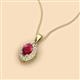 2 - Davina 6x4 mm Oval Cut Ruby and Round Diamond Accent Halo Pendant Necklace 