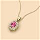2 - Davina 6x4 mm Oval Cut Pink Tourmaline and Round Diamond Accent Halo Pendant Necklace 