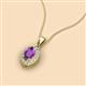 2 - Davina 6x4 mm Oval Cut Amethyst and Round Diamond Accent Halo Pendant Necklace 