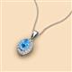 2 - Davina 6x4 mm Oval Cut Blue Topaz and Round Diamond Accent Halo Pendant Necklace 