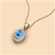 2 - Davina 6x4 mm Oval Cut Blue Topaz and Round Diamond Accent Halo Pendant Necklace 