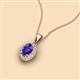 2 - Davina 6x4 mm Oval Cut Iolite and Round Diamond Accent Halo Pendant Necklace 