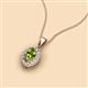 2 - Davina 6x4 mm Oval Cut Peridot and Round Diamond Accent Halo Pendant Necklace 