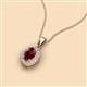 2 - Davina 6x4 mm Oval Cut Red Garnet and Round Diamond Accent Halo Pendant Necklace 