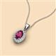 2 - Davina 6x4 mm Oval Cut Rhodolite Garnet and Round Diamond Accent Halo Pendant Necklace 