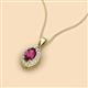 2 - Davina 6x4 mm Oval Cut Rhodolite Garnet and Round Diamond Accent Halo Pendant Necklace 