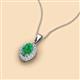 2 - Davina 6x4 mm Oval Cut Emerald and Round Diamond Accent Halo Pendant Necklace 