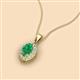 2 - Davina 6x4 mm Oval Cut Emerald and Round Diamond Accent Halo Pendant Necklace 