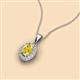 2 - Davina 6x4 mm Oval Cut Yellow Sapphire and Round Diamond Accent Halo Pendant Necklace 