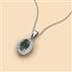 2 - Davina 6x4 mm Oval Cut Lab Created Alexandrite and Round Diamond Accent Halo Pendant Necklace 