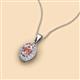 2 - Davina 6x4 mm Oval Cut Morganite and Round Diamond Accent Halo Pendant Necklace 