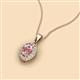 2 - Davina 6x4 mm Oval Cut Morganite and Round Diamond Accent Halo Pendant Necklace 