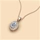 2 - Davina 6x4 mm Oval Cut Diamond and Round Diamond Accent Halo Pendant Necklace 