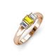 3 - Sharon 6x4 mm Emerald Cut Yellow Sapphire and Diamond Trellis Three Stone Engagement Ring 