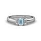 1 - Sharon 6x4 mm Emerald Cut Aquamarine and Diamond Trellis Three Stone Engagement Ring 