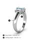 4 - Sharon 6x4 mm Emerald Cut Aquamarine and Diamond Trellis Three Stone Engagement Ring 