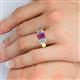 5 - Sharon 6x4 mm Emerald Cut Amethyst and Diamond Trellis Three Stone Engagement Ring 