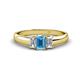 1 - Sharon 6x4 mm Emerald Cut Blue Topaz and Diamond Trellis Three Stone Engagement Ring 