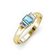 3 - Sharon 6x4 mm Emerald Cut Blue Topaz and Diamond Trellis Three Stone Engagement Ring 