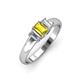3 - Sharon 6x4 mm Emerald Cut Yellow Sapphire and Diamond Trellis Three Stone Engagement Ring 