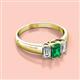 2 - Sharon 6x4 mm Emerald Cut Emerald and Diamond Trellis Three Stone Engagement Ring 