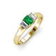 3 - Sharon 6x4 mm Emerald Cut Emerald and Diamond Trellis Three Stone Engagement Ring 
